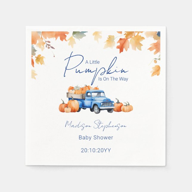 Serviette En Papier Blue Truck & Little Citrouille sur le chemin Baby  (Devant)