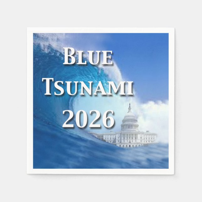 Serviette En Papier Blue Tsunami Election 2026 (Devant)