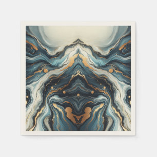 Serviette En Papier Blue Turquoise Or Agate moderne Glam Mariage éléga