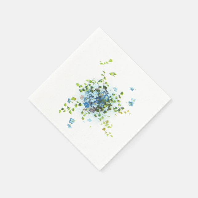 Serviette En Papier Blue Vintage Oublie-Moi-Nots (Coin)