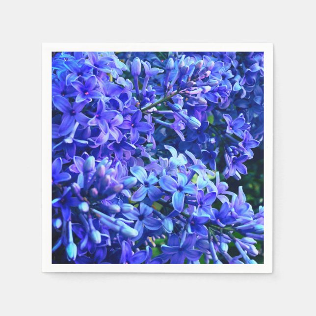Serviette En Papier Blue violet lilas romantique bleu floral photo (Devant)
