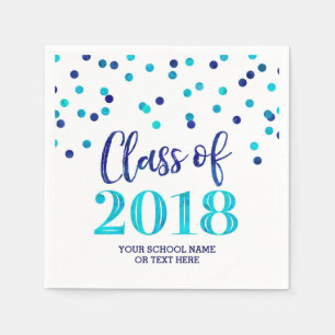Serviette En Papier Blue Watercolor Confetti Classe de Graduation 2018