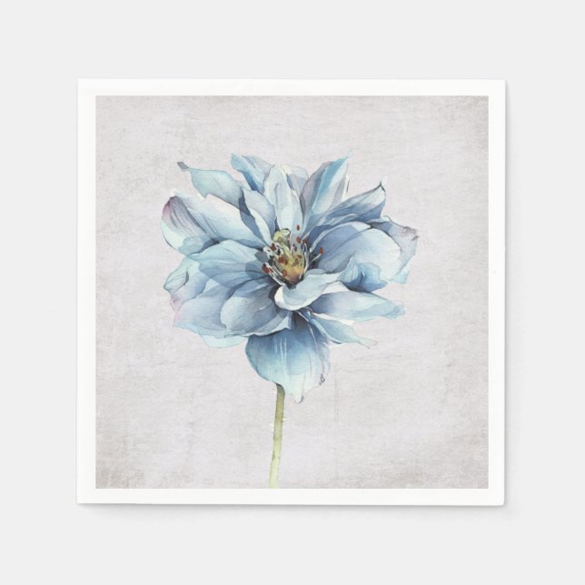 Serviette En Papier Blue Watercolor Flower (Devant)