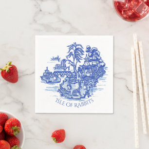 Serviette En Papier Blue White Willow Rabbit Island Whimsical Classic
