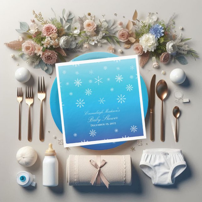 Serviette En Papier Blue Winter Wonderland Snowflake Baby shower (Créateur téléchargé)