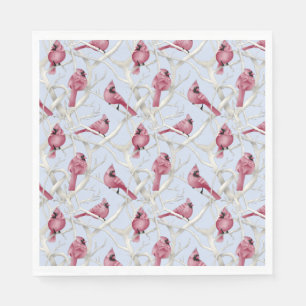 Serviette En Papier Blue Winter Woodland Noël Cardinal Birds