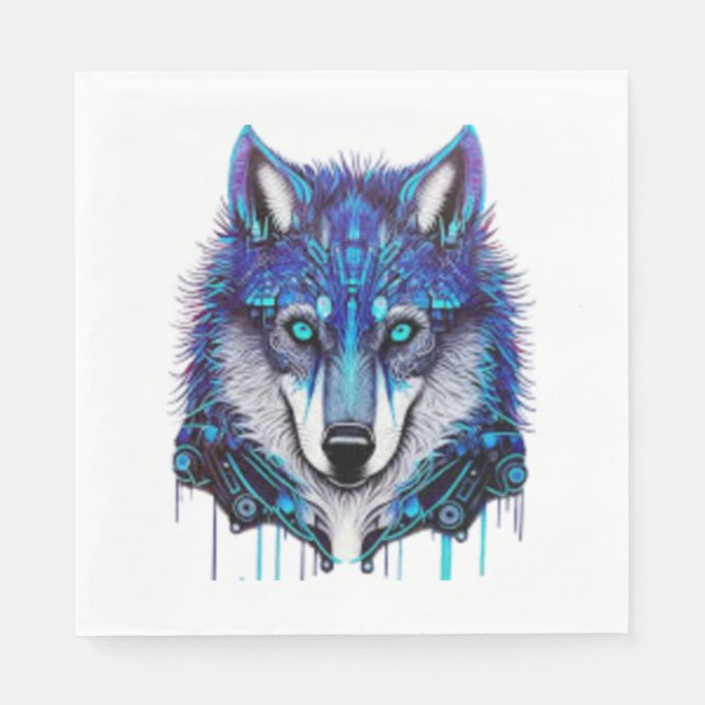 Serviette En Papier blue wolfdog sticker stickers (Devant)