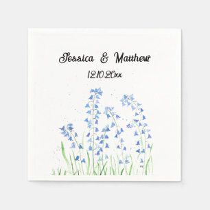 Serviette En Papier Bluebells Bleu floral Aquarelle nature Mariages