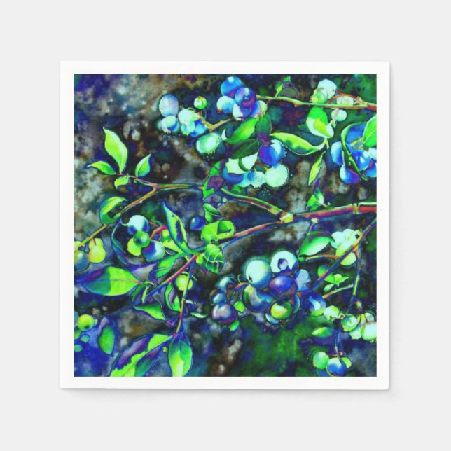 Serviette En Papier Blueberries - vert (Devant)