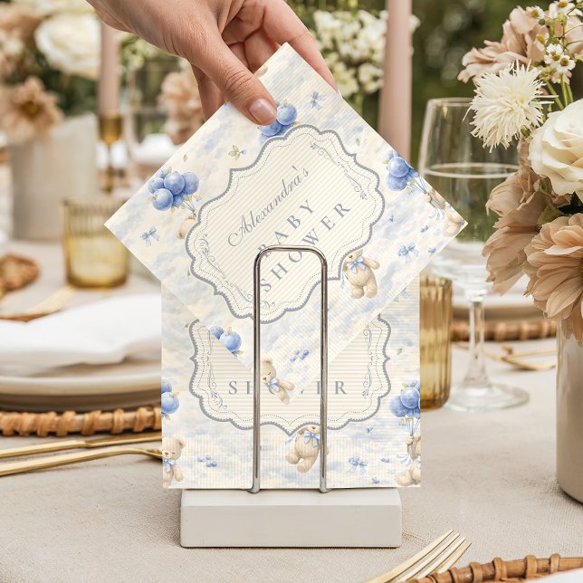 Serviette En Papier Blueberry Balloon Teddy Toile Baby Shower (Créateur téléchargé)