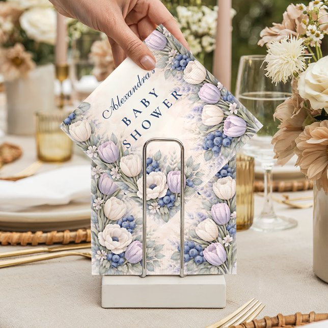 Serviette En Papier Blueberry Blossom Garden Baby Shower (Créateur téléchargé)