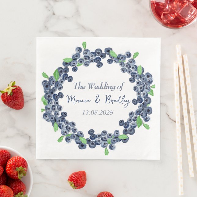 Serviette En Papier Blueberry Blueberries Fruits Mariage d'été (En situation)