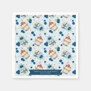 Serviette En Papier Blueberry Cupcake Blue Anniversaire Fête