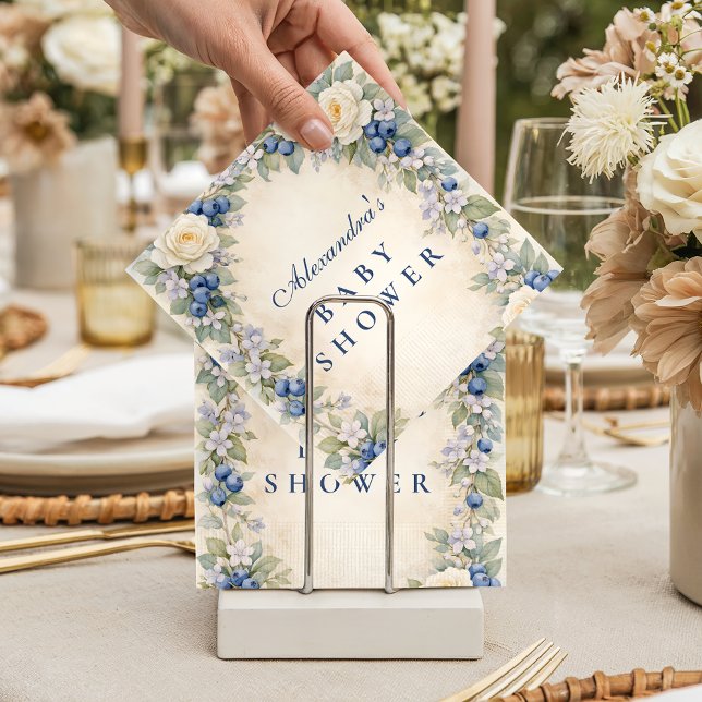 Serviette En Papier Blueberry Floral Wreath Baby Shower (Créateur téléchargé)