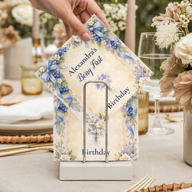 Serviette En Papier Blueberry Garden Berry First 1st Birthday (Créateur téléchargé)