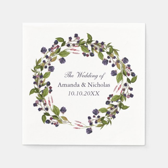 Serviette En Papier Blueberry | mariage de couronne d'automne personna (Devant)