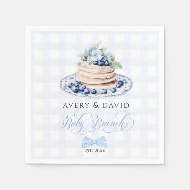 Serviette En Papier Blueberry Pancake Baby Brunch Baby shower Garçon (Devant)