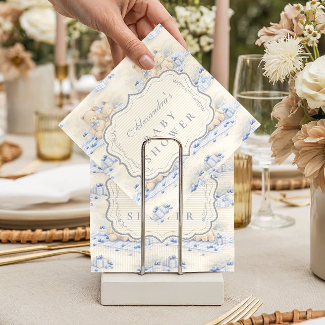 Serviette En Papier Blueberry Teddy Gift Toile Baby Shower (Créateur téléchargé)