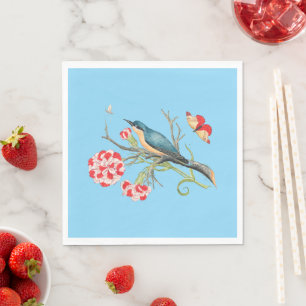 Serviette En Papier Bluebird sur les oeillets, illustration vintage,