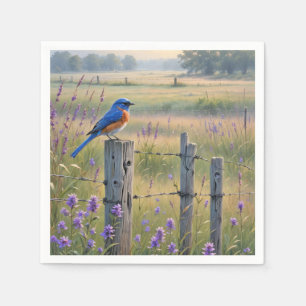 Serviette En Papier Bluebird Sur Un Poste De Clôture