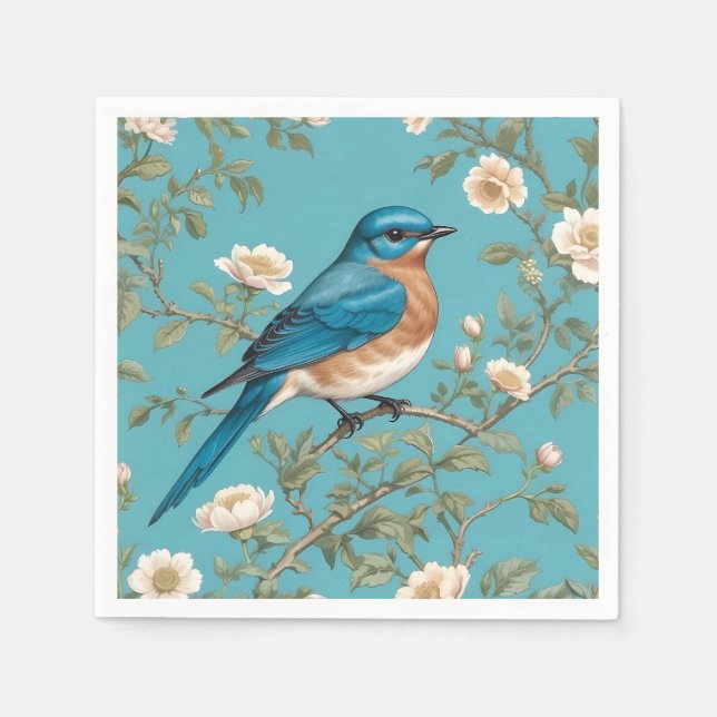 Serviette En Papier Bluebird William Morris Inspiré Turquois (Devant)