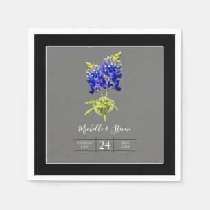 Serviette En Papier Bluebonnets du Texas sur le gris foncé, mariage du