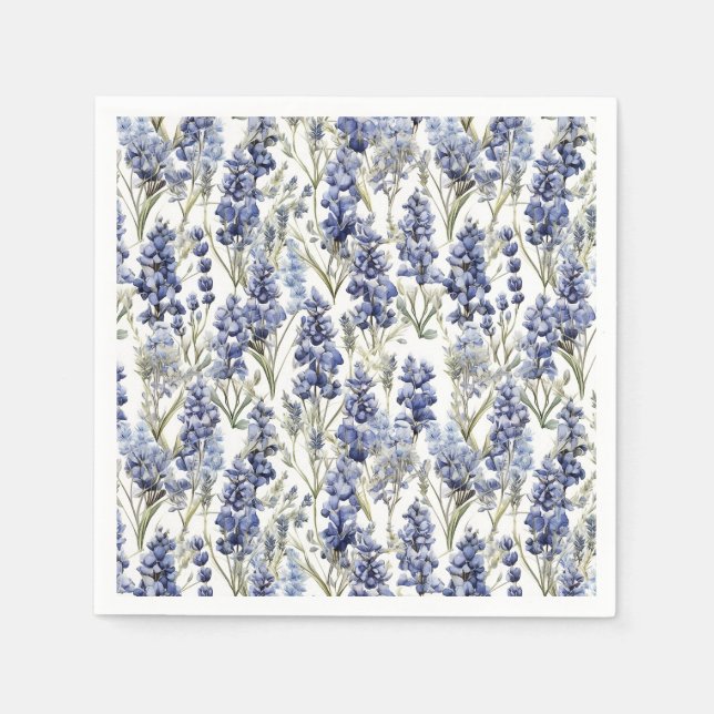 Serviette En Papier Bluebonnets Fleurs Bleu Aquarelle Fleurs sauvages (Devant)