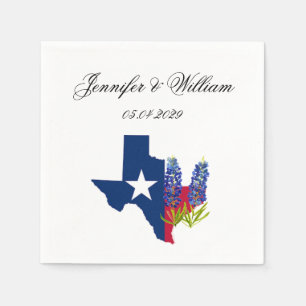 Serviette En Papier Bluebonnets Texas fleurs aquarelle Mariage Floral