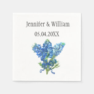 Serviette En Papier Bluebonnets Texas fleurs aquarelle Mariage Floral