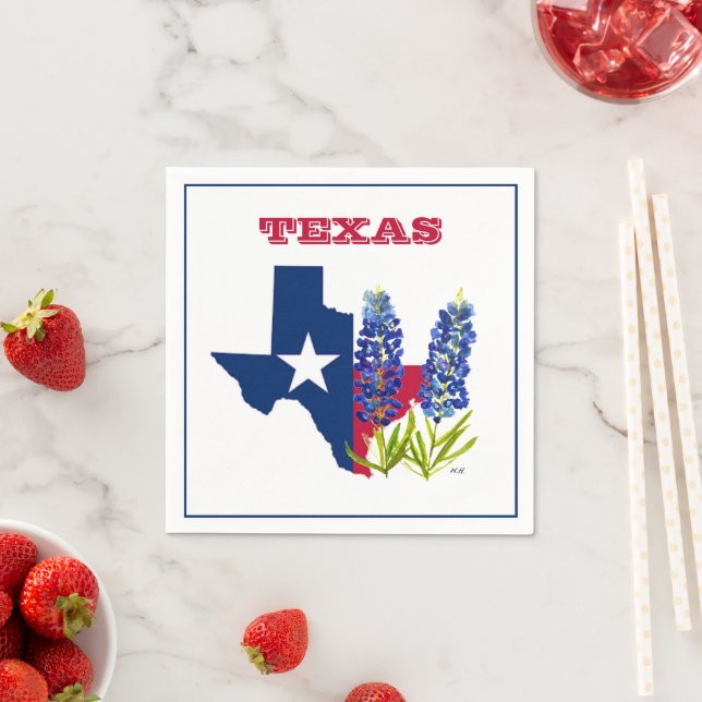 Serviette En Papier Bluebonnets Texas State Flowers Lupine Watercolor (En situation)