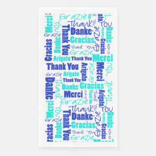 Serviette En Papier Blues Multilingual Merci Typographie Collage