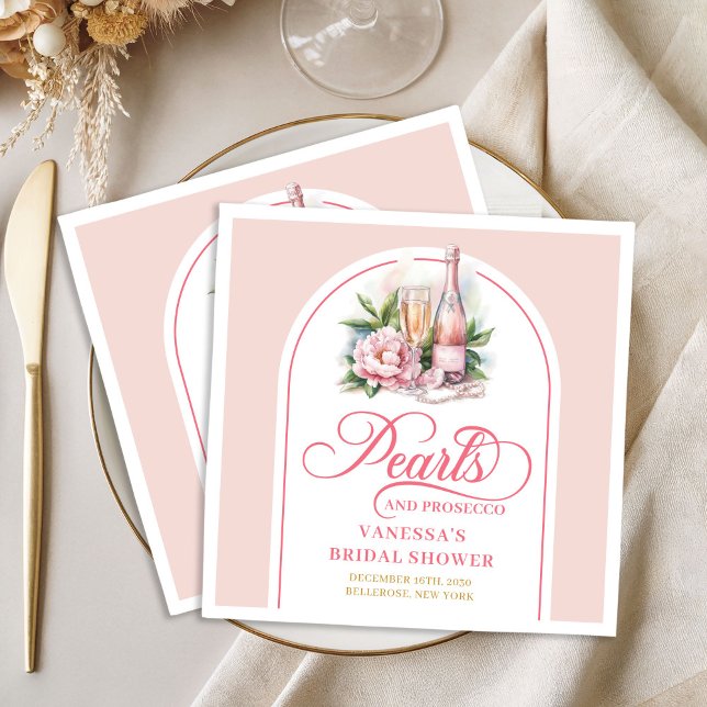 Serviette En Papier Blush chic et serviettes dorées perles et prosecco (Chic blush and gold napkins pearls and prosecco

)