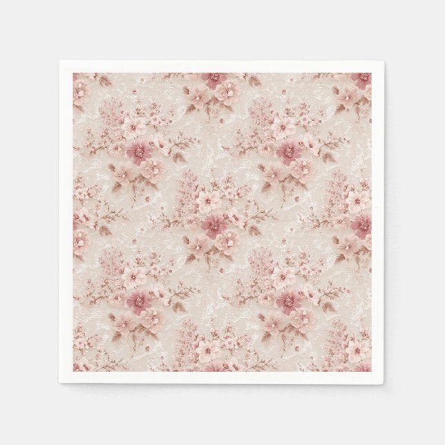 Serviette En Papier Blush Floral Romantic Lace-Inspired Paper Napkin (Devant)