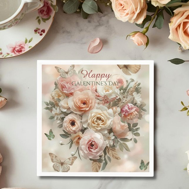 Serviette En Papier Blush Garden Roses Galentine Tea Party Florals (Créateur téléchargé)