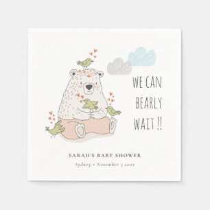 Serviette En Papier Blush Nous Pouvons Attendre L'Ours Baby shower