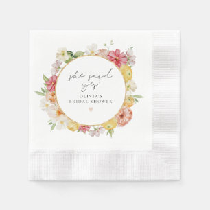 Serviette En Papier Blush & Peach Pastel Floral Spring Fête des mariée