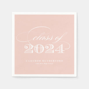 Serviette En Papier Blush Pink Elegant Script 2024 Graduation Party