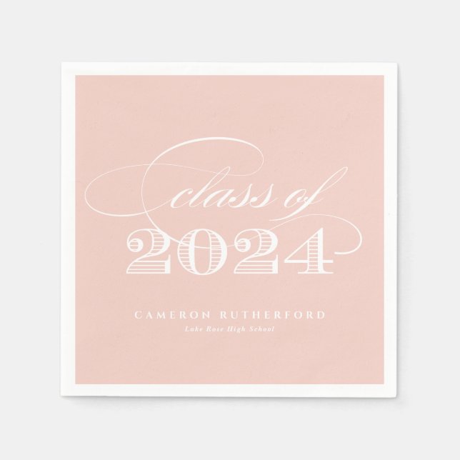 Serviette En Papier Blush Pink Elegant Script 2024 Graduation Party (Devant)