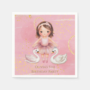 Serviette En Papier Blush Pink Gold Ink Ballerina 00e fête d'anniversa