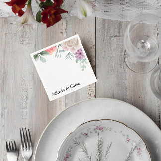 Serviette En Papier Blush Pink Rose Wedding Cocktail Napkin