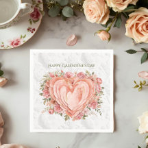 Blush Rococo Floral Heart Galentine Garden Elegant