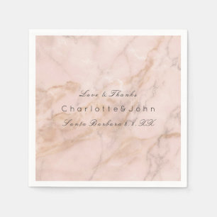 Serviette En Papier Blush Rose Coral Or Blanc Gris Marbre Partie