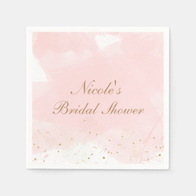 Serviette En Papier Blush rose & Gold Splatter Fête des mariées modern (Devant)
