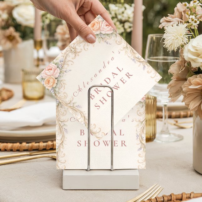 Serviette En Papier Blush Rose Ornate Baroque Bridal Shower (Créateur téléchargé)