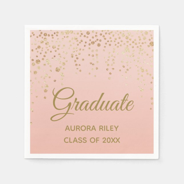 Serviette En Papier Blush Rose Rose Gold Parties scintillant Confetti  (Devant)