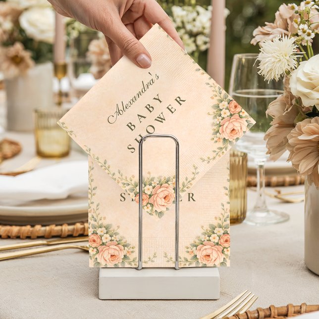 Serviette En Papier Blush Sage Floral Garden Baby Shower (Créateur téléchargé)