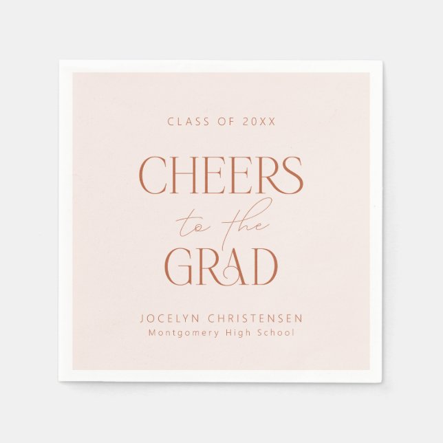 Serviette En Papier Blush Terracotta Personnalisé Accueil Grad Party (Devant)