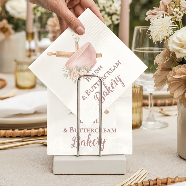 Serviette En Papier Blush Vintage Patisserie Bakery Business (Créateur téléchargé)