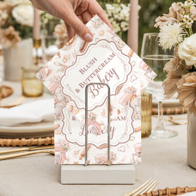 Serviette En Papier Blush Vintage Patisserie Bakery Business (Créateur téléchargé)