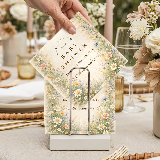 Serviette En Papier Blush Yellow Wildflower Baby Shower (Créateur téléchargé)